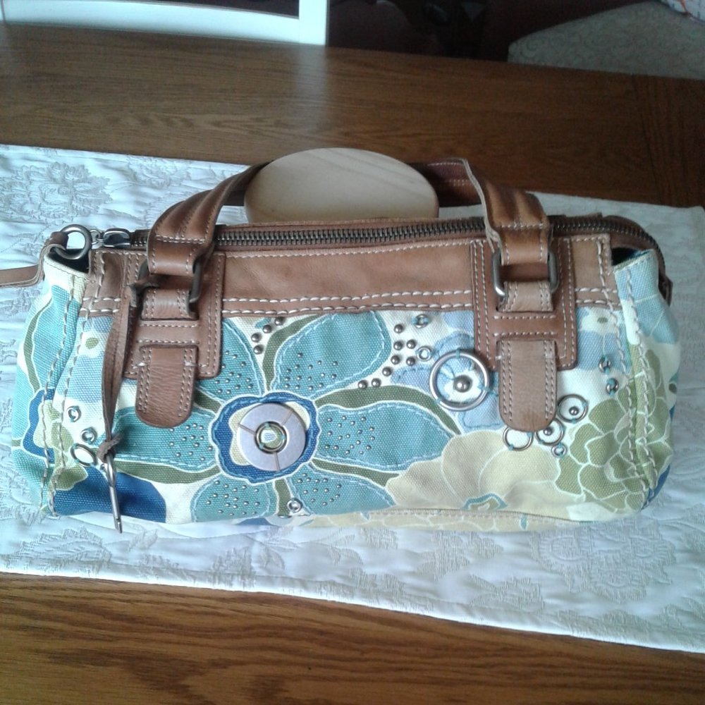 Fossil denim leather bag